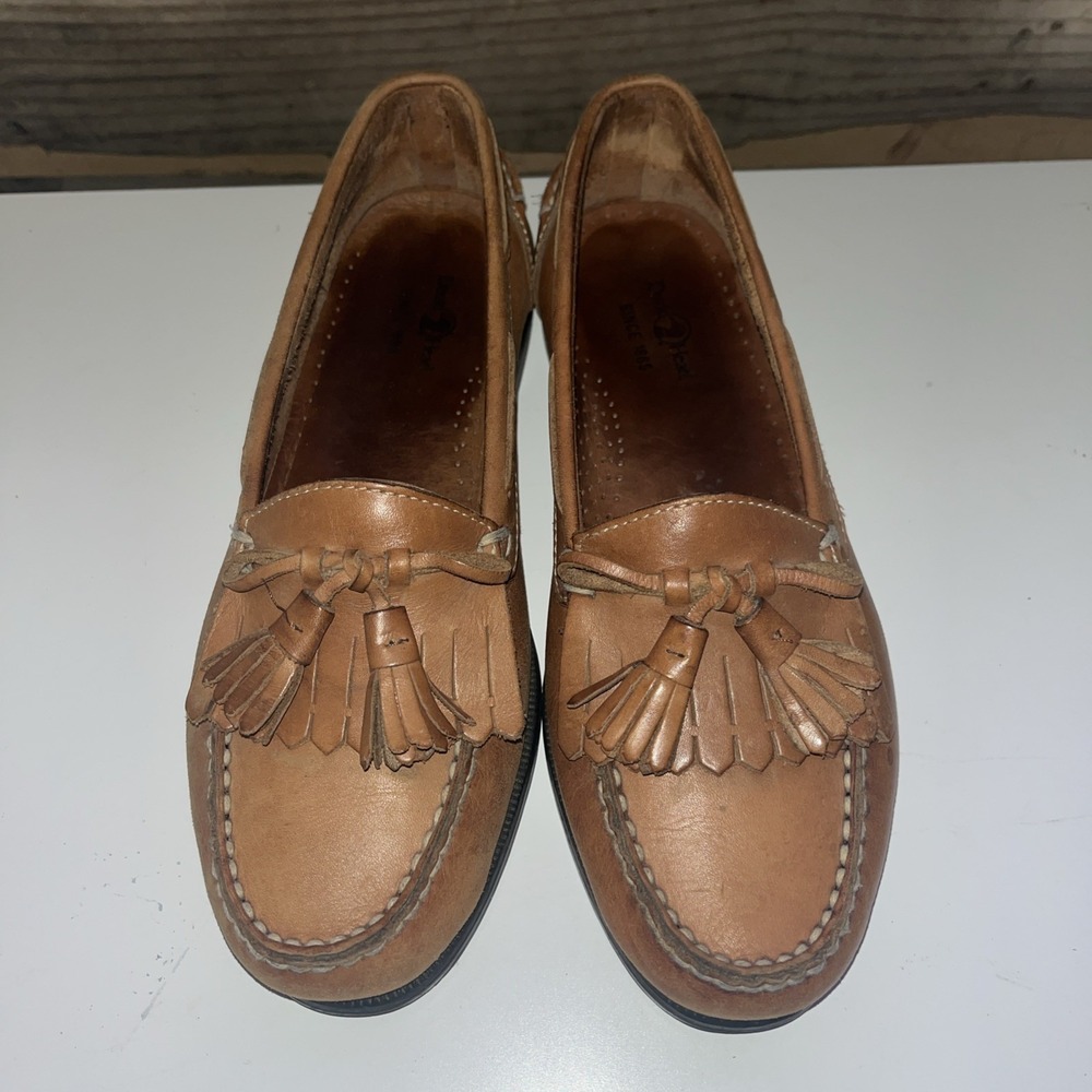 Men's Duck Head Leather Tassel Loafers Size 8M Carmel Brown Color #215760